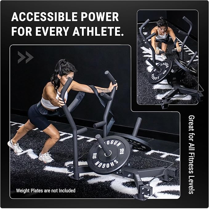 Shogun Stag Push Pull Sled – Full-Size Weighted Power Sled for Strength & Speed Training – Heavy Duty Gym Fitness with UHMW Skis & Dual Handles – Weighted for Grass, Turf & Concrete-StrideForce Fitness