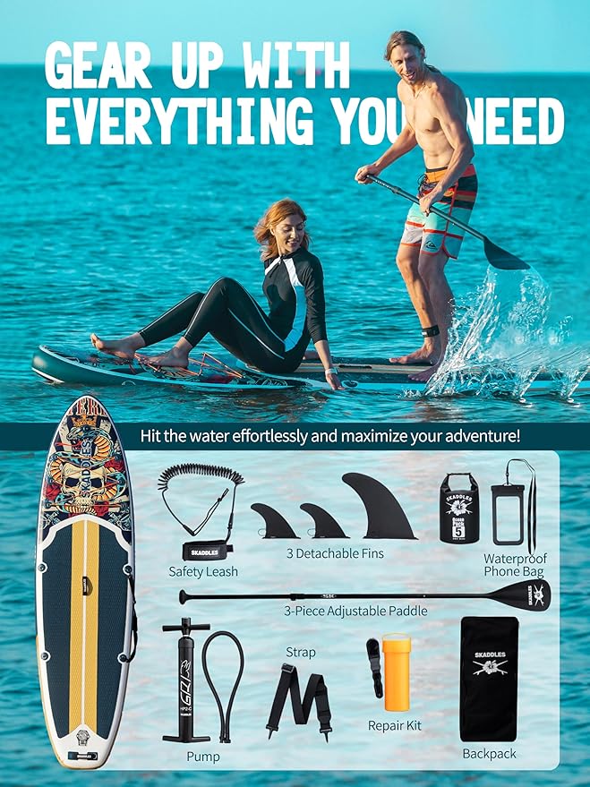 10’6’’ Portable Inflatable Stand Up Paddle Board (SUP) for Adults and Youth with Non-Slip Deck – Complete Accessories Kit, Perfect for Fishing, Yoga, Fitness & Family Fun-StrideForce Fitness