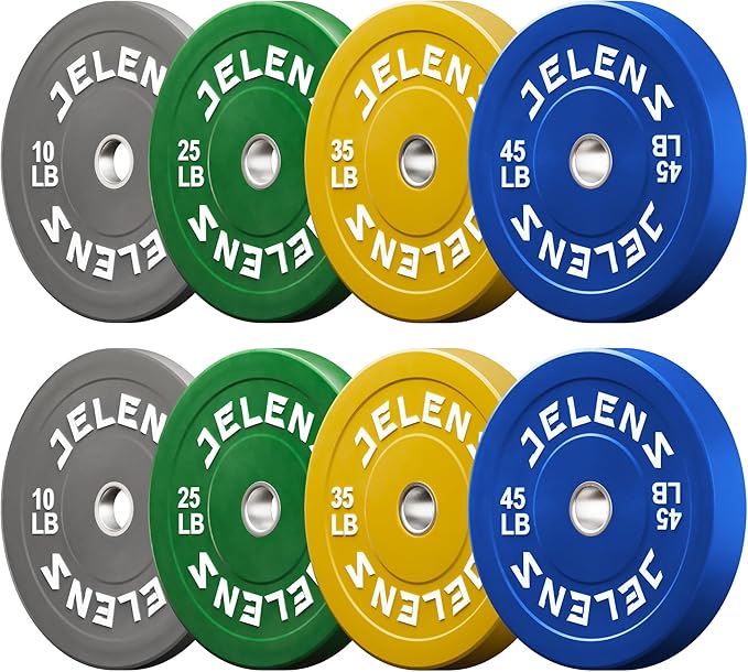 Olympic Barbell Weight Plates Set, 2-Inch Black/Colored Rubber Bumper Plate Weight Set for Strength Training and Weightlifting, Multiple Options-StrideForce Fitness