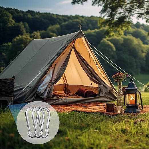 120PCS 3" Spring Snap Hook Carabiners, M8 x 3-1/8inch Heavy Duty Carabiner Clip Galvanized Steel Quick Link Snap Hook, 500LBS Holding Capacity for Swing, Hammock, Hiking, Gym, Travel Camping, Keychain-StrideForce Fitness