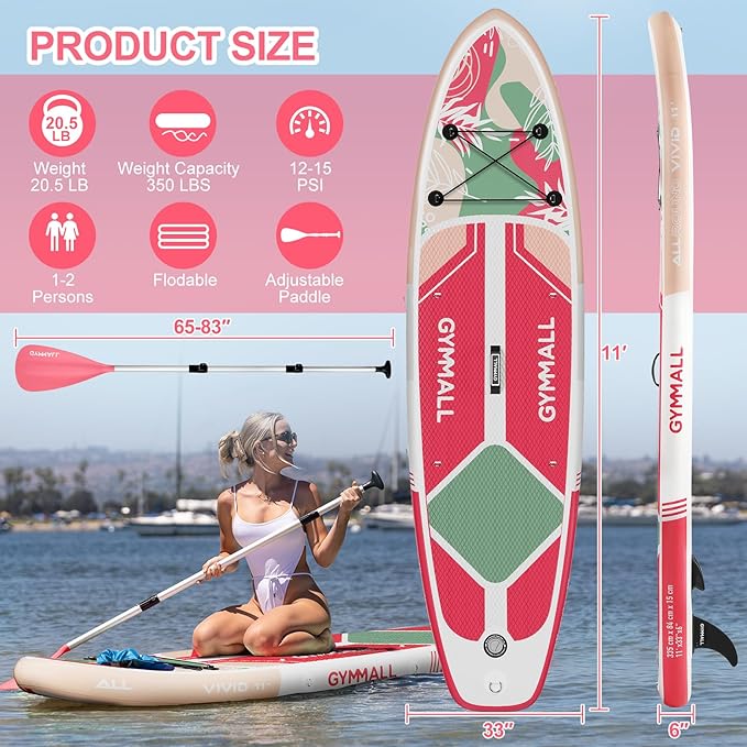 Paddle Board, Inflatable Stand Up SUP Paddle Boards for Adults & Youths of All Skill Levels, Wide & Non-Slip Deck Design Blow Up Paddleboards with Premium Accessories & Storage Bag-StrideForce Fitness