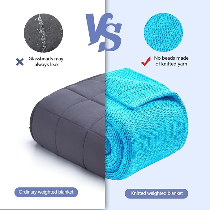L'AGRATY Knitted Weighted Blanket - 60"x80" 20lbs Cooling Chunky Knit Heavy Blanket for Adults Braided Crochet Throw Thick Cable Yarn Knit Decorative No Beads Evenly Weighted Machine Washable-StrideForce Fitness