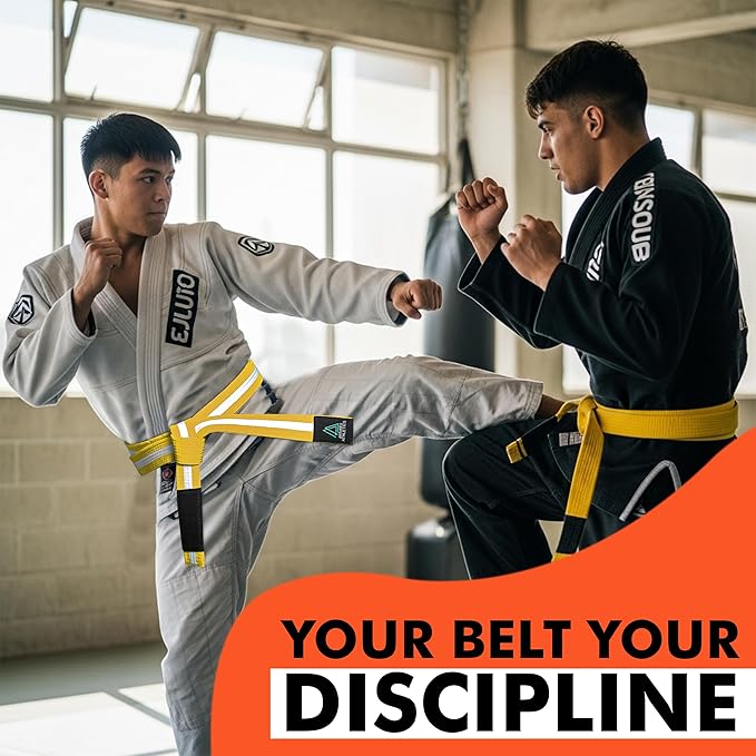 Brazilian Jiu Jitsu Belts Preshurunk Martial Arts Youth BJJ Belts for Girls & Boys with BJJ Ranking Stripes-StrideForce Fitness