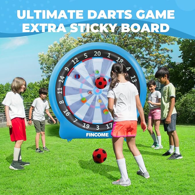 Inflatable 6ft Giant Dartboard, Golf Darts Kick Darts, Soccer & Throw Darts Game with Pump, 2 Kickball, 4 Throw Balls, 20 Golf Balls, Chipping Mat, Giant Dart Board Target Yard Games-StrideForce Fitness