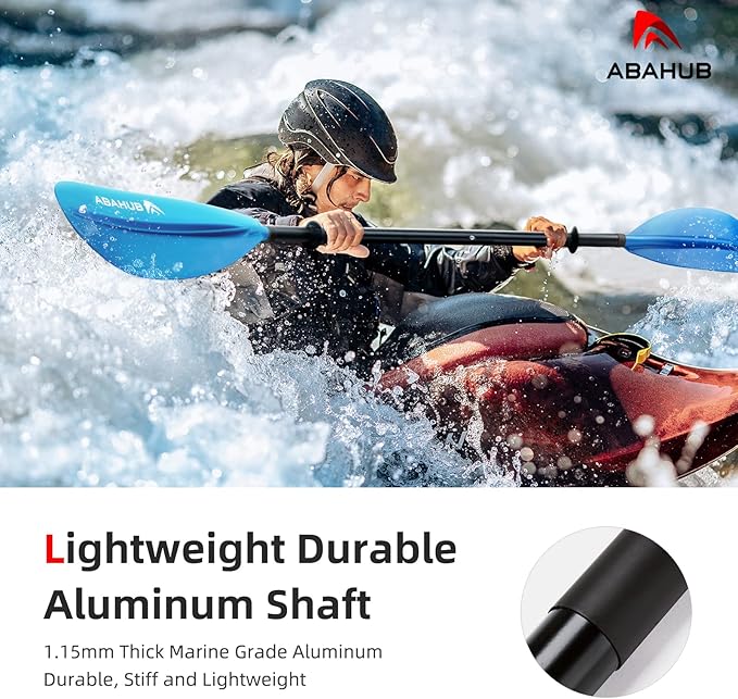 Abahub Kayak Paddle, 90.5 Inches Kayaking Oars for Boating, Canoeing with Free Paddle Leash, Aluminum Alloy Shaft Black/Blue/Green/Orange/Yellow Plastic Blades-StrideForce Fitness