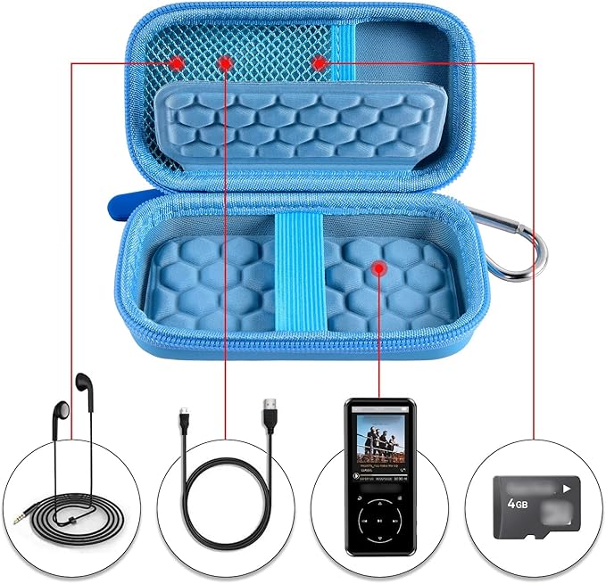 MP3 & MP4 Player Case for SOULCKER/G.G.Martinsen/Grtdhx/iPod Nano/Sandisk Music Player/Sony NW-A45 and Other Music Players with Bluetooth. Fit for Earbuds, USB Cable, Memory Card - Blue-StrideForce Fitness
