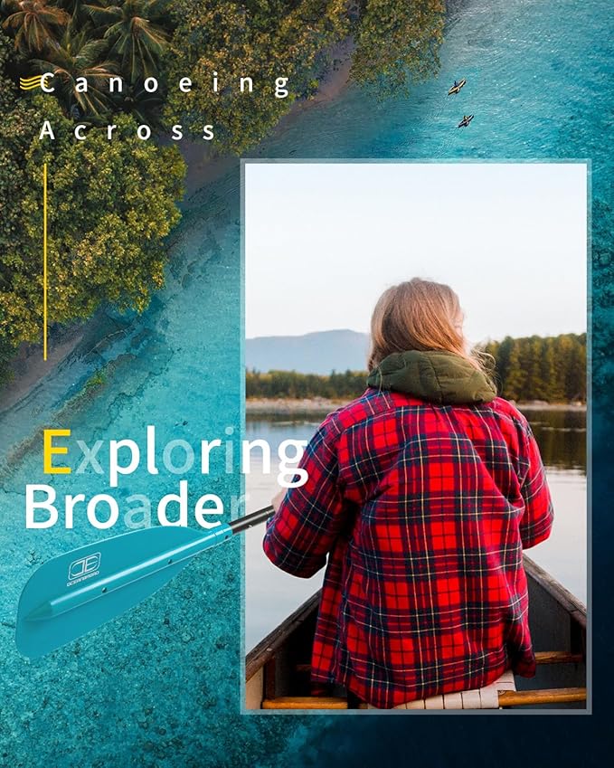 OCEANBROAD Canoe Paddle, Adjustable from 4'3''to 5'3''/130cm to 160cm Aluminum Shaft with Plastic Blade for Canoeing Boating Kayaking, 3-Piece Floatable Oar-StrideForce Fitness