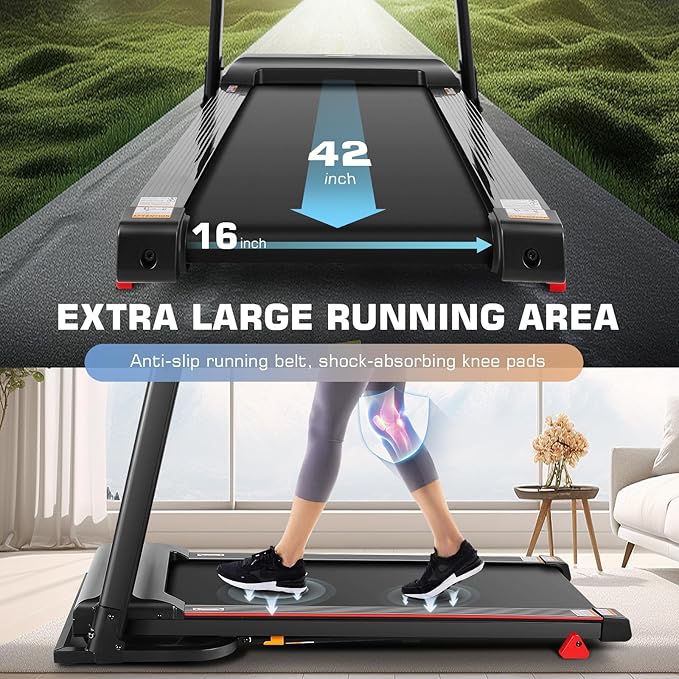 Treadmill with Desk Workstation & Adjustable Height, 300 LBS Weight Capacity, Folding Treadmill with 3 Level Incline, Bluetooth Speaker & App, Portable 2.5HP Walking Pad with Desktop for Home Office-StrideForce Fitness