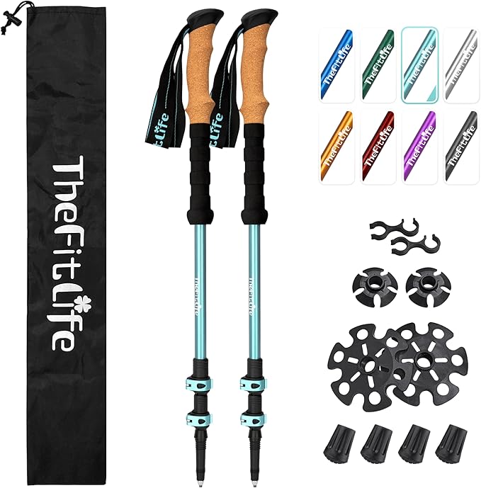 TheFitLife Trekking Poles - Lightweight 7075 Aluminum Hiking Sticks with Cork Grips, Adjustable Telescopic Design, Metal Flip Lock for Men & Women - Perfect for Hiking, Walking, Camping & Backpacking-StrideForce Fitness