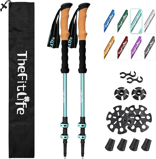 TheFitLife Trekking Poles - Lightweight 7075 Aluminum Hiking Sticks with Cork Grips, Adjustable Telescopic Design, Metal Flip Lock for Men & Women - Perfect for Hiking, Walking, Camping & Backpacking-StrideForce Fitness