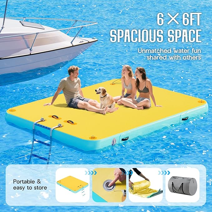 Specraft Inflatable Floating Dock, Non-Slip Air Dock Platform loating Island Raft with Rope Ladder for Pool Lake Beach Ocean-StrideForce Fitness