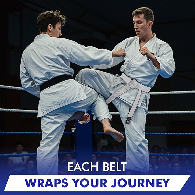 BJJ Belt for Men & Women Brazilian Jiu Jitsu Belt with Ranking Stripes Sleeve Bar Kids Jiu Jitsu Gi Belt-StrideForce Fitness