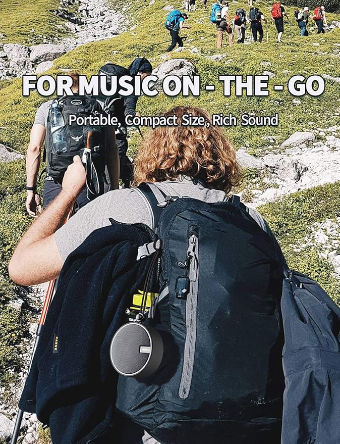 INSMY C12 IPX7 Waterproof Shower Bluetooth Speaker, Portable Small Speaker, Speakers Bluetooth Wireless Loud Clear Sound Support TF Card Suction Cup for Kayak Canoe Beach Gift (Black)-StrideForce Fitness