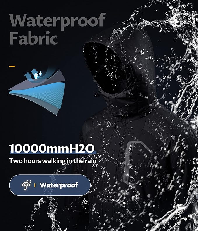 CREATMO US Men's Mountain Waterproof Ski Jacket - Windproof Snowboarding Warm Winter Coat Raincoat-StrideForce Fitness