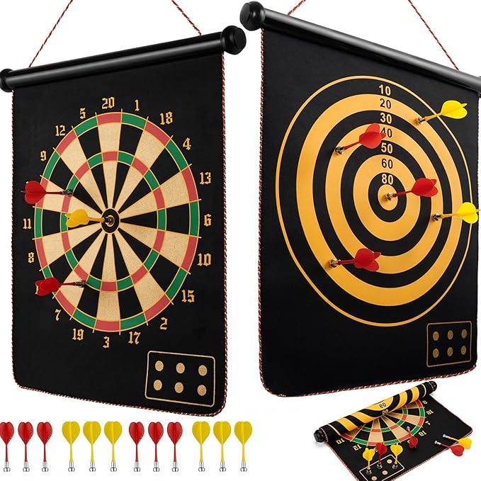 BATURU Magnetic Dart Board for Kids, Teens, and Adults — Double-Sided Dart Board Game with Strong Magnetic Darts, Roll-Up Portable Design, Gifts for Teen Boys, Family Parties, Camping, and Birthdays-StrideForce Fitness