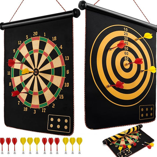 BATURU Magnetic Dart Board for Kids, Teens, and Adults — Double-Sided Dart Board Game with Strong Magnetic Darts, Roll-Up Portable Design, Gifts for Teen Boys, Family Parties, Camping, and Birthdays-StrideForce Fitness