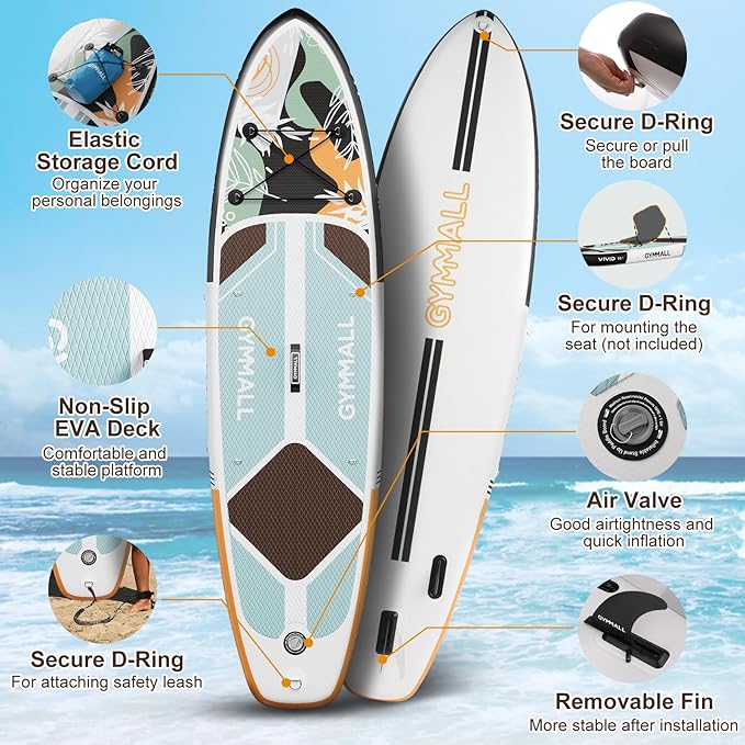 Paddle Board, Inflatable Stand Up SUP Paddle Boards for Adults & Youths of All Skill Levels, Wide & Non-Slip Deck Design Blow Up Paddleboards with Premium Accessories & Storage Bag-StrideForce Fitness