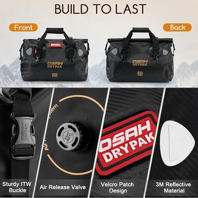 Waterproof Duffel Bag - Motorcycle Dry Bag Tail Bag with Large Storage Space, Waterproof Luggage Duffle Bags with Outer Mesh Zipper Pocket for Camping, Kayaking, Fishing & Traveling-StrideForce Fitness