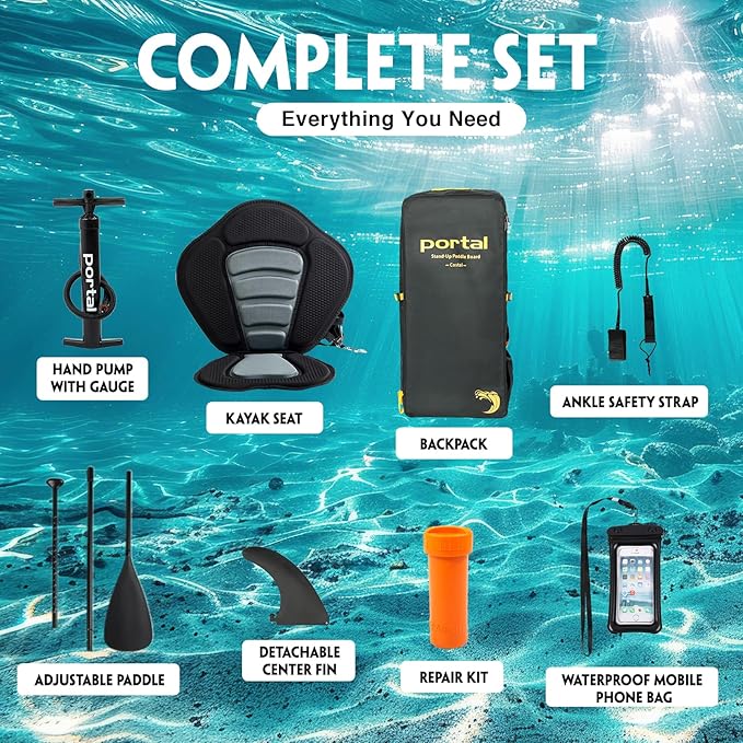 PORTAL SUP Inflatable Paddle Board for Adults 10'6'' Stand Up Paddleboard,Non-Slip Deck Blow up Paddle Boards with Adjustable Paddle, Carry Bag, and Repair Kit-StrideForce Fitness