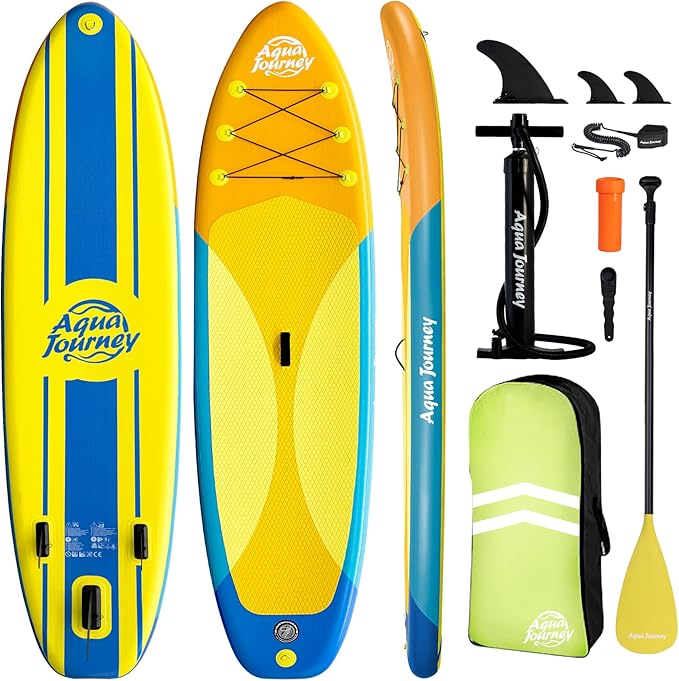 10'6"Inflatable Stand Up Paddle Board Ultra Portable-Lightweight & Stable|All-in-One Kit w/Aluminum Paddle, Dual-Action Pump & Backpack|Lakes & Oceans Ready for Family Recreation by Aquajourney-StrideForce Fitness