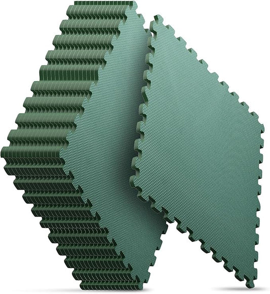 Home Gym Mat, Puzzle Exercise Mat, EVA Interlocking Foam Floor Tiles for Home Workout Equipment and Kids' Play Areas - Blue, 24 in x 24 in x ½ in - (Green, 16 Pack(64 SQ FT))-StrideForce Fitness