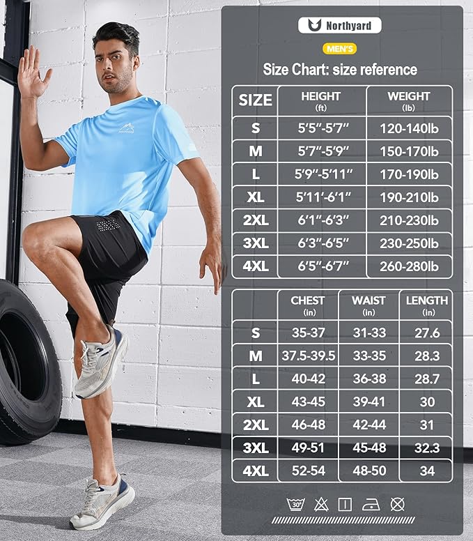 NORTHYARD Men's UPF 50+ Sun Protection Shirts Swim SPF UV Quick Dry Short Sleeve T-Shirts for Athletic Fishing Rash Guard-StrideForce Fitness