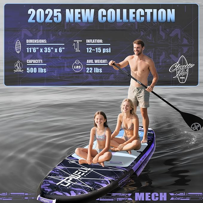 UPWELL 11'6"×35" Extra Wide Inflatable Paddle Board, Stand Up Paddle Board for Youth & Adults, Stable Design, Premium SUP Accessories, 120L Backpack, 10L Dry Bag, Paddle, Leash, Hand Pump, US Fins-StrideForce Fitness