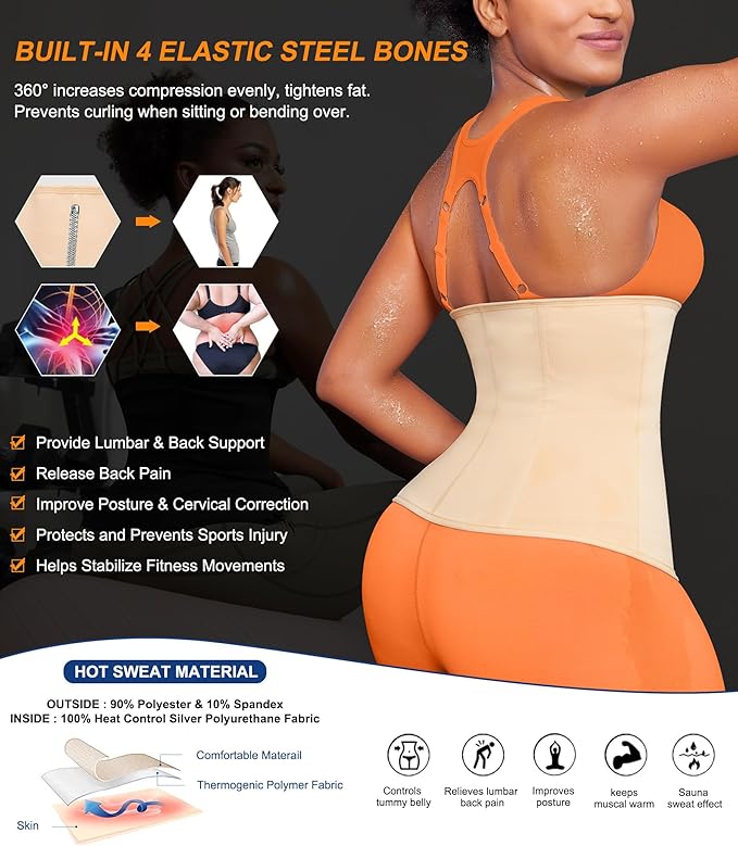 TrainingGirl Waist Trainer for Women Lower Belly Waist Trimmer Corset Tummy Wrap Workout Sweat Belt Band Sports Sauna Suit-StrideForce Fitness