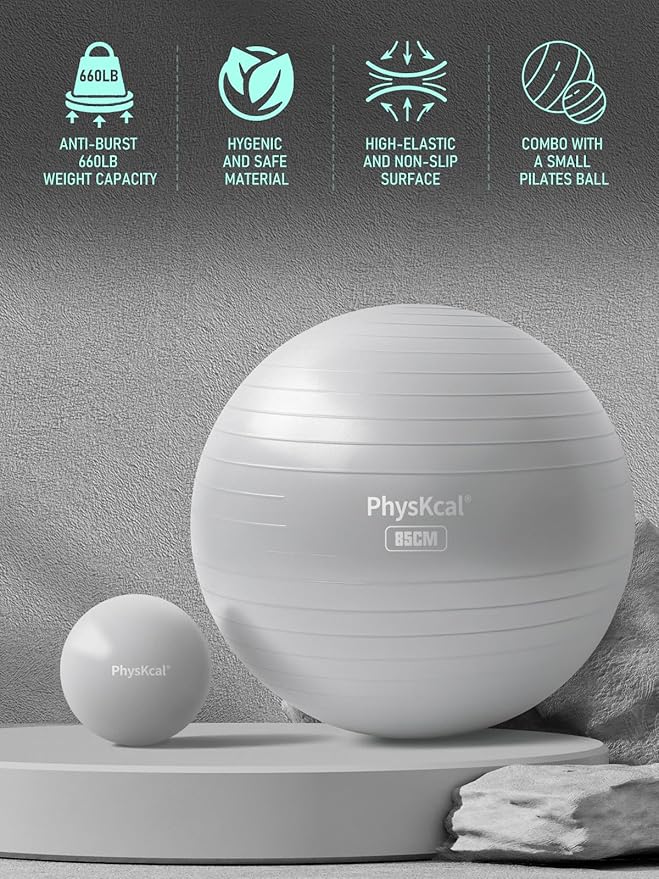 Yoga Ball for Exercise, Pilates Set, 4 Sizes Fitness Ball for Workout, Birthing, Pregnancy, Physical Therapy- Pump Included-StrideForce Fitness
