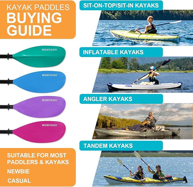 Kayak Paddles with Alloy Shaft and PP Blade, Floating Kayaking Oars, Adjustable 230-250 cm/90-98 Inches, 210-230 cm/82-90 Inches-StrideForce Fitness