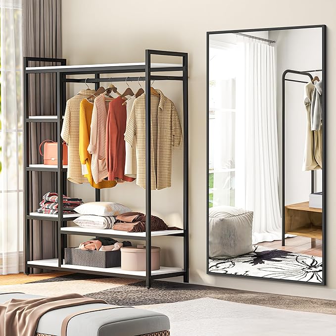 Bathroom Mirror, 30x55 inch Wall Mirror for Bathroom Wall Mounted Black Rectangle Square Corner Mirrors, Black Bathroom Mirror for Living Room, Farmhouse, Bedroom Entryway, Horizontal/Vertical-StrideForce Fitness