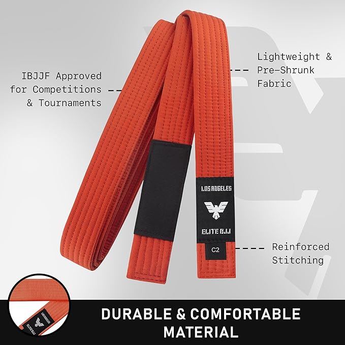 Elite Sports Kids Brazilian Jiu Jitsu Belts Preshurunk Martial Arts Youth BJJ Belts for Girls & Boys with BJJ Ranking Stripes-StrideForce Fitness