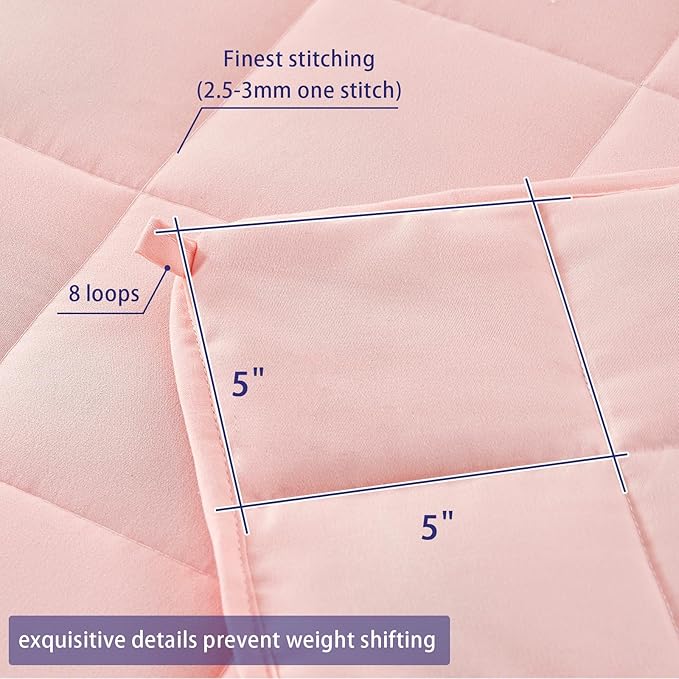 yescool Weighted Blanket for Adults (12 lbs, 60" x 80", Pink) Cooling Heavy Blanket for Sleeping Perfect for 110-130 lbs, Queen Size Breathable Blanket with Premium Glass Bead, Machine Washable-StrideForce Fitness