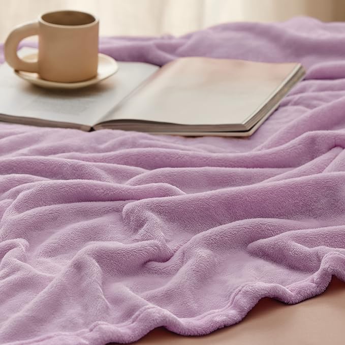 Bedsure Fleece Blanket Twin Size Lilac - 300GSM Lightweight Plush Fuzzy Cozy Soft Warm Blanket for Bed, Sofa, Couch, Travel, Camping, 60x80 inches-StrideForce Fitness