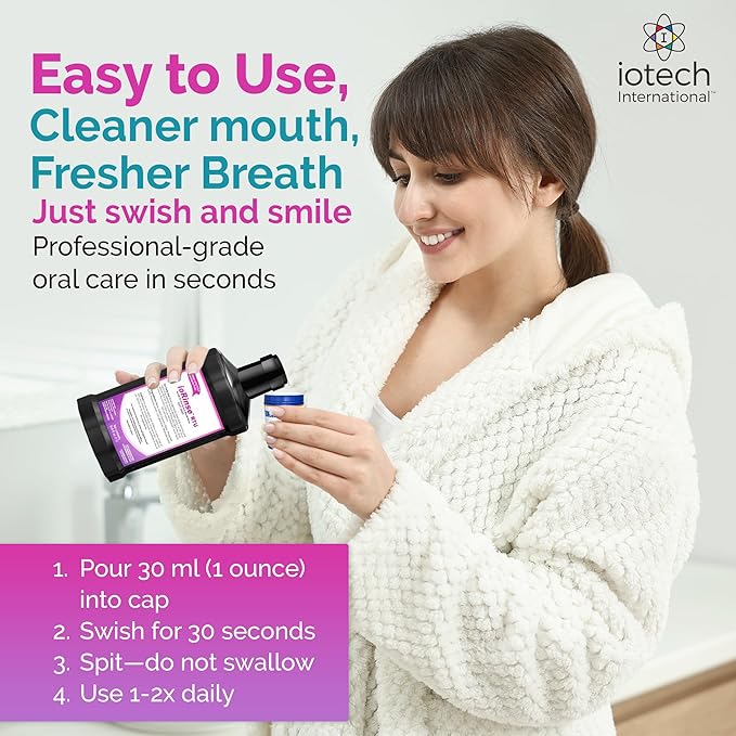 ioRinse Ready-to-Use (RTU) Mouthwash for Fresher Breath, Halitosis Relief, Alcohol-Free, Fluoride-Free and a Professional Clean, Original ioRinse RTU Mouth Wash, Zero Alcohol - Soft Mint Flavor, 1L