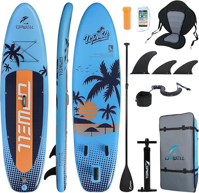UPWELL 10'6"/11'/11'6" Inflatable Paddle Board, Stand Up Paddlboard for Youth & Adults, Stable Design, Premium SUP Accessories, Backpack, Leash, Hand Pump, Fins-StrideForce Fitness