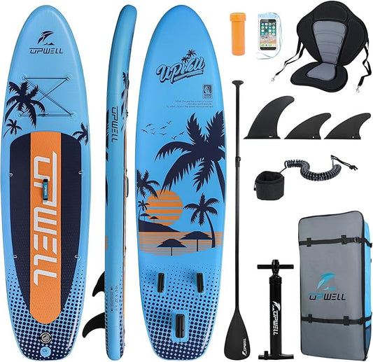 UPWELL 10'6"/11'/11'6" Inflatable Paddle Board, Stand Up Paddlboard for Youth & Adults, Stable Design, Premium SUP Accessories, Backpack, Leash, Hand Pump, Fins-StrideForce Fitness