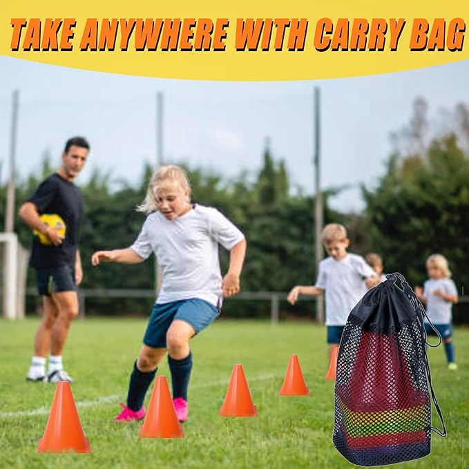 7" Soccer Cones for Training, 36 Pack Sports Agility Field Plastic Small Cones for Kids Skating Basketball Football Practice Drills, 6 Colors-StrideForce Fitness