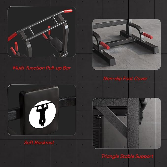 SogesPower Power Tower Pull Up Bar Station Multi-Function Pull Up Bar Stand for Home Gym, Adjustable Height Pull Up Dip Station Dip Bar Strength Training Fitness Equipment,Up to 500LBS-StrideForce Fitness