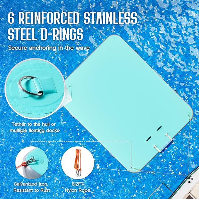 Specraft Inflatable Floating Dock, Non-Slip Air Dock Platform loating Island Raft with Rope Ladder for Pool Lake Beach Ocean-StrideForce Fitness