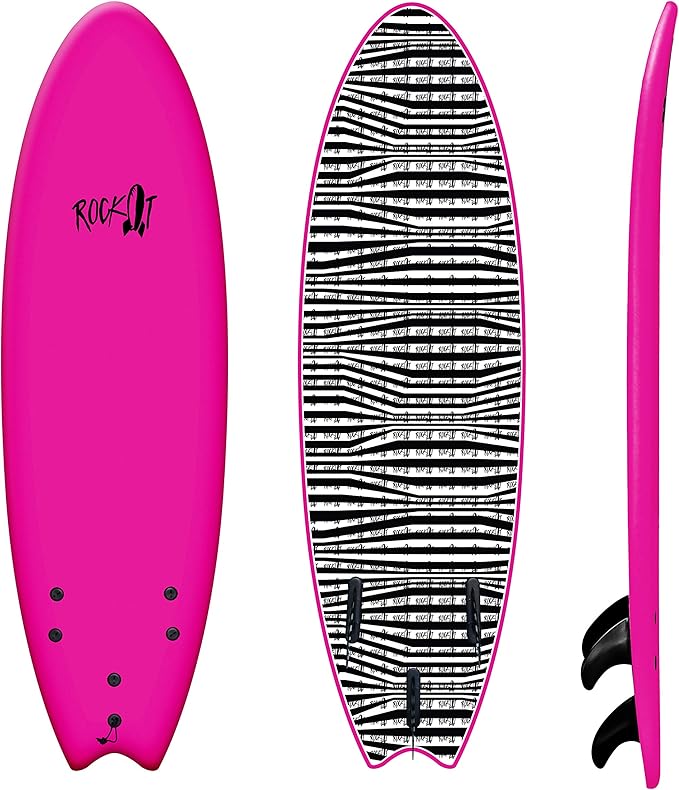 Rock-It 6' Albert Performance Fish Soft Top Surfboard Surf Board, Foam Surfboard, Kids Surfboard, Adult Surfboard, Tabla De Surf, Beginner Surfboard-StrideForce Fitness