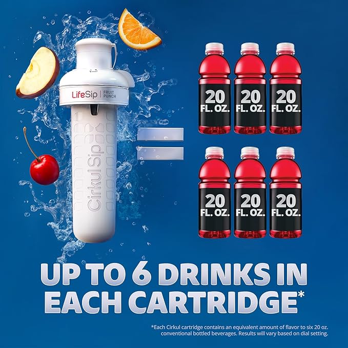 Cirkul 12oz. BPA-Free Plastic Water Bottle Starter Kit for Kids with Blue Lid, 2 Flavor Cartridges (1 LifeSip Fruit Punch, 1 FitSip Mixed Berry), No Sugar, Zero Calorie Drink Mix-StrideForce Fitness