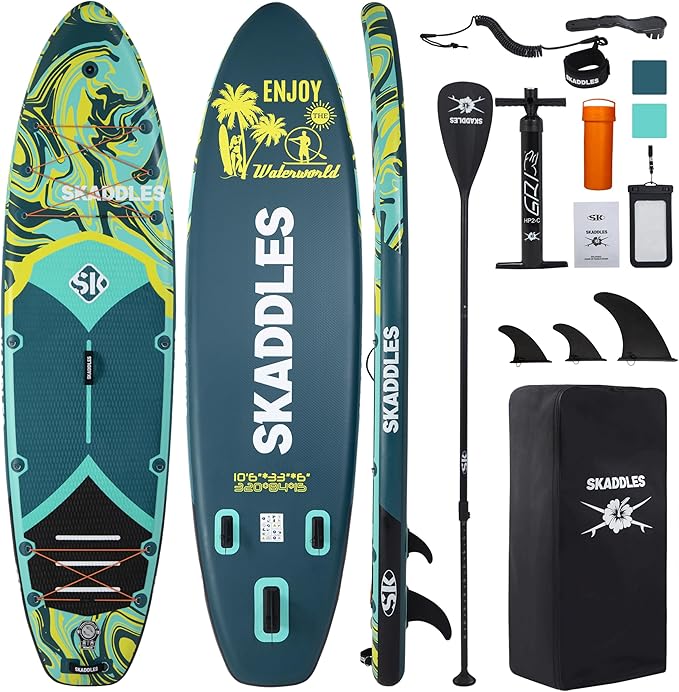 10’6’’ Portable Inflatable Stand Up Paddle Board (SUP) for Adults and Youth with Non-Slip Deck – Complete Accessories Kit, Perfect for Fishing, Yoga, Fitness & Family Fun-StrideForce Fitness