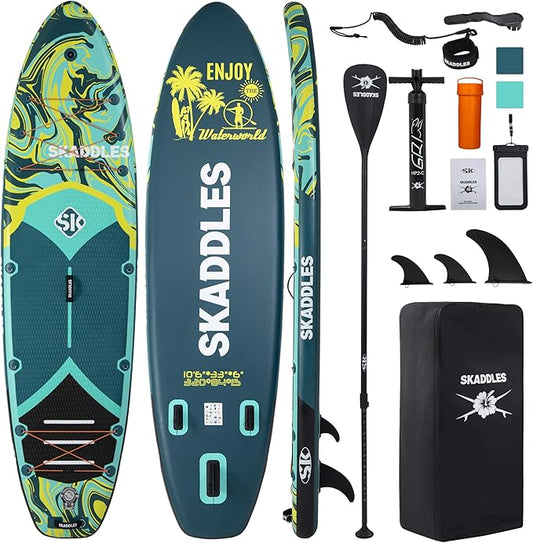 10’6’’ Portable Inflatable Stand Up Paddle Board (SUP) for Adults and Youth with Non-Slip Deck – Complete Accessories Kit, Perfect for Fishing, Yoga, Fitness & Family Fun-StrideForce Fitness
