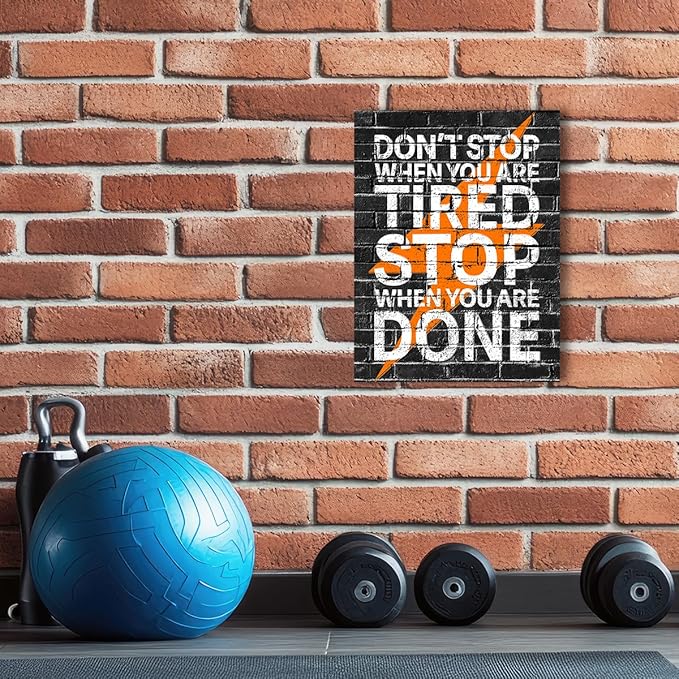 Gym Quotes Wall Art,Inspirational Workout Wall Decor,Don't Stop When You're Tired Stop When You're Done Canvas Wall Art for Home Gym Exercise Fitness Room-StrideForce Fitness