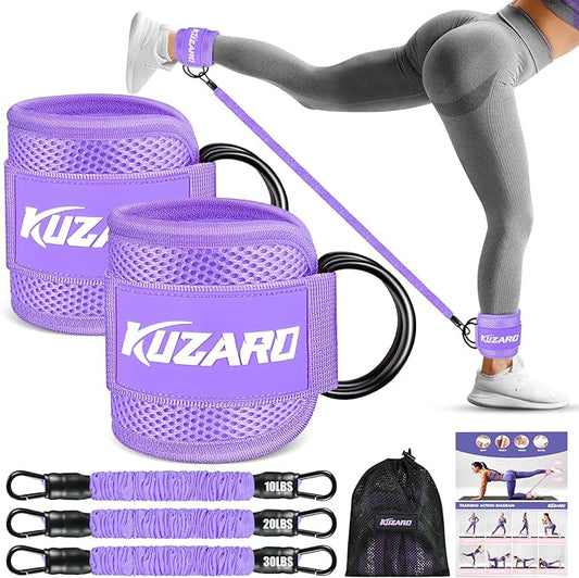 Ankle Resistance Bands with Cuffs for Working Out, Resistance Bands for Women, Exercise Bands for Leg and Glute, Booty Workout Equipment for Kickbacks, Butt and Hip Training, Ankle Weights Bands Set