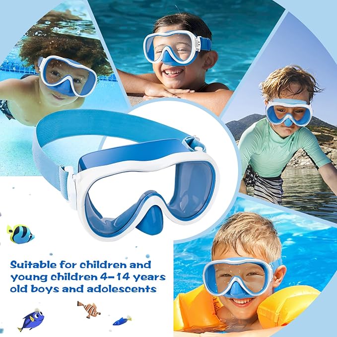 Kids Swim Goggles with Nose Cover, Anti-Leak Swim Mask with Elastic Fabric Strap, UV Protection Swimming Goggles for Kids-StrideForce Fitness