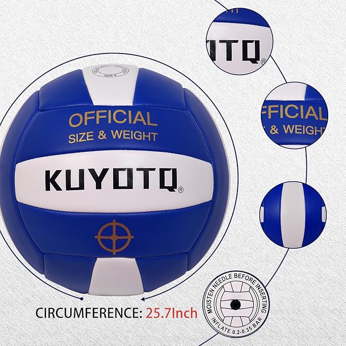 KUYOTQ Official Size 5 in&Outdoor Beach Volleyball,3MM Thickened Surface Soft Leather Youth Womens Mens Volleyball for Game Gym Training(Deflated)-StrideForce Fitness