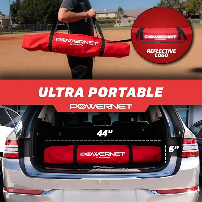 PowerNet Baseball Softball Practice Net 7x7 with Baseball Accessories for Practice Pitching, Batting & Fielding, Ball Caddy, Weighted Baseballs, Tee-StrideForce Fitness