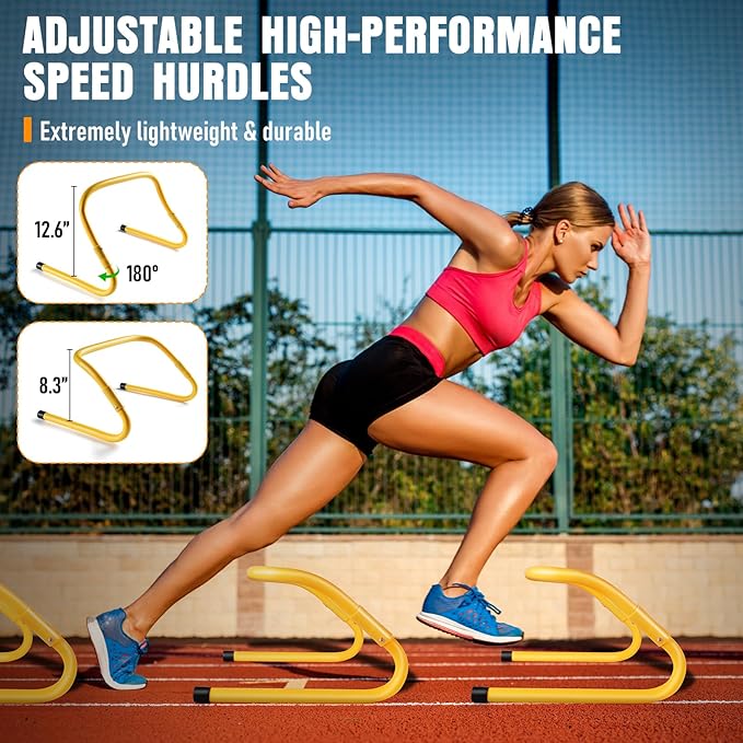Agility Ladder, Speed Training Equipment Set, 20ft Agility Ladder, 12 Soccer Cones, 4 Hurdles, Jump Rope, Running Parachute, Basketball Football Soccer Training Equipment for Kids, Youth, Adults-StrideForce Fitness